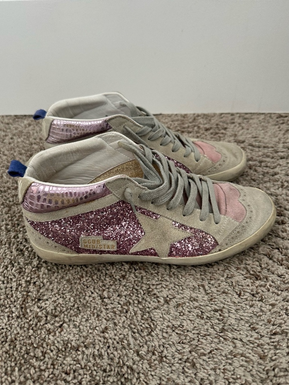 Golden Goose Mid Star Pink Glitter Sneakers Size 40 US 9 GGDB